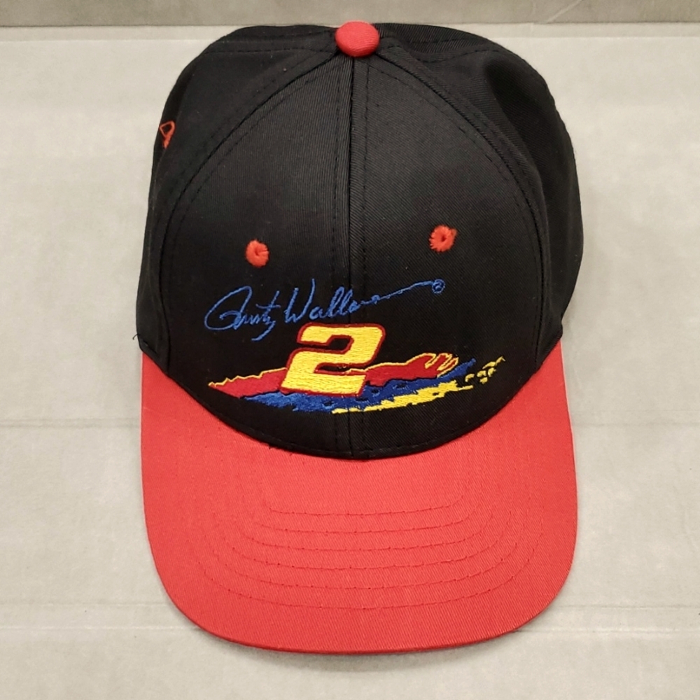 Nascar Rusty Wallace hat youth size snap back black red embroidered Cobra Caps